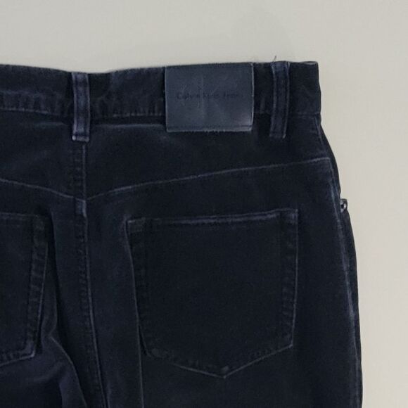 Calvin Klein Black Velvet High Waisted Boot Leg Jeans - Picture 12 of 16